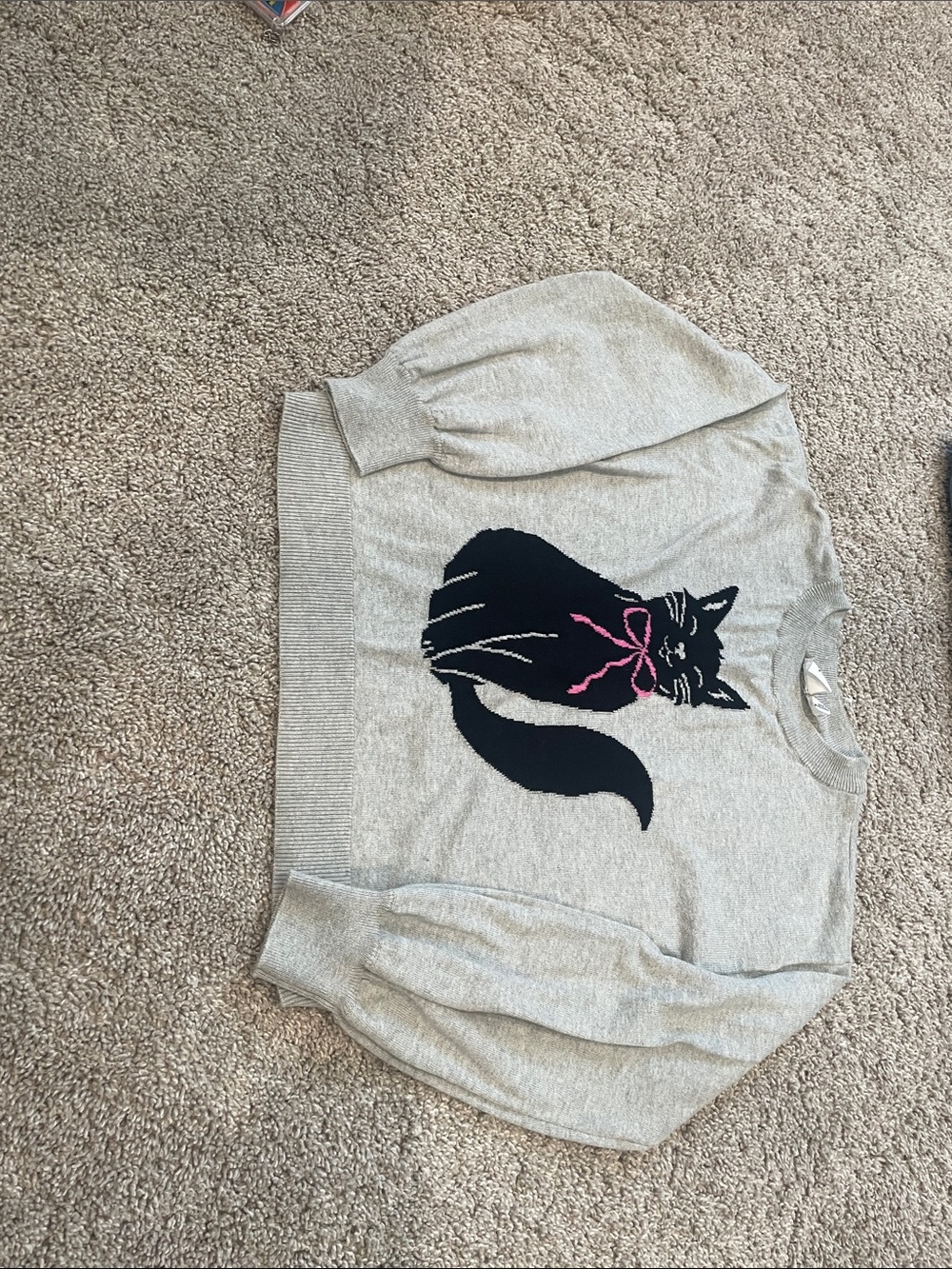 GAP Gray Sweater with cat. Girls size large condition like new. No flaws.
